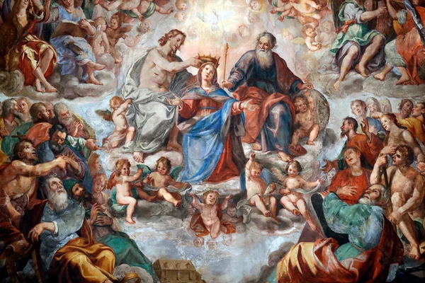 Coronación Virgen Fresco Iglesia San Donato Génova Italia — Foto de Stock