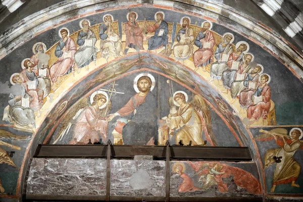 Genoa Cathedral San Lorenzo Cathedral Jesus Apostles Fresco Genoa Italy — Stock Photo, Image