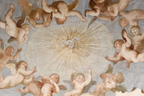 Pyhän Hengen Kyyhkynen Fresco Basilica Della Santissima Annunziata Del Vastato — kuvapankkivalokuva
