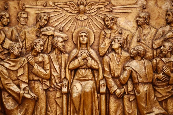 Sanctuary Fatima Golden Bas Relief Old Basilica Fatima Representing One — Stock Photo, Image