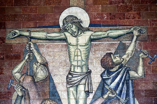 Sanctuarul Din Fatima Calea Crucii Isus Este Prins Cruce Pasiunea — Fotografie, imagine de stoc