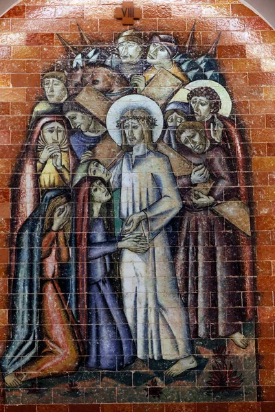 Heiligdom Van Fatima Weg Van Het Kruis Jezus Ontmoet Vrouwen — Stockfoto