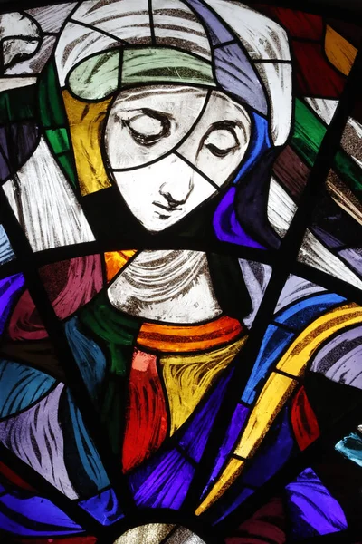 Santuario Fatima Vetrata Nella Vecchia Basilica Fatima Vergine Maria Portogallo — Foto Stock
