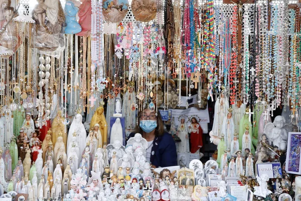 Heiligtum Von Fatima Straßenladen Mit Religiösen Souvenirs Portugal — Stockfoto