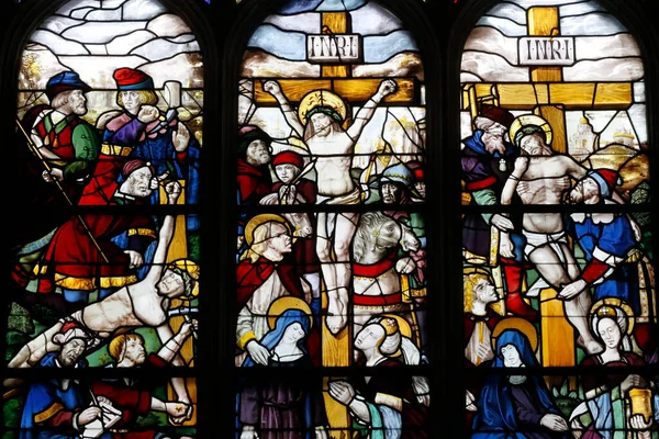 Monasterio Batalha Vidriera Sala Capitulo Triptico Pasión Cristo Data 1514 — Foto de Stock