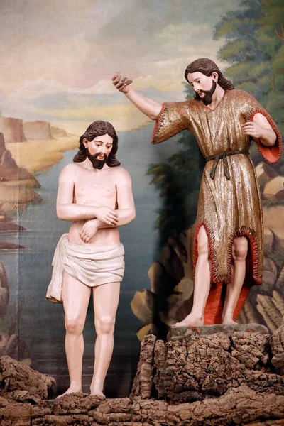 Franziskus Kirche Die Taufe Christi Durch Johannes Den Täufer Wasser — Stockfoto