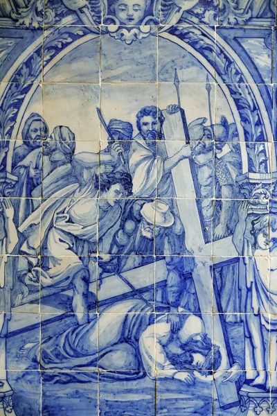 Chiesa Reale San Francesco Azulejos Passione Cristo Crucis Nona Stazione — Foto Stock