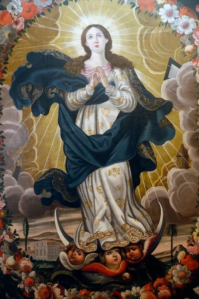 Kościół Franciszka Muzeum Matka Boża Poczęcia Xviii Wiek Olej Płótnie — Zdjęcie stockowe