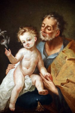 Ulusal Galeri. Aziz Yusuf ve Bebek İsa. Bergan 'ın şansına. 1741. Ljubljana. Slovenya. 