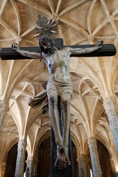 Mosteiro Dos Jerónimos Mosteiro Dos Hieronímites Crucificação Jesus Cruz Lisboa — Fotografia de Stock