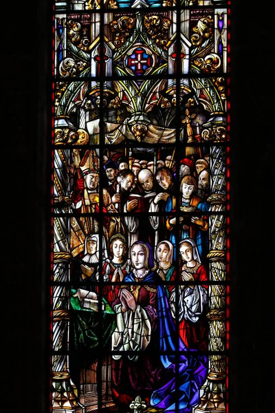 Jeronimos Monastery Hieronymites Monastery Stained Glass Window Lisbon Portugal — Stock Photo, Image