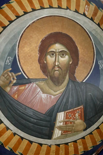 Zussen Cyril Methodius Orthodoxe Kerk Muurschildering Christus Pantocrator Ljubljana Slovenië — Stockfoto