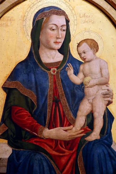 Galleria Nazionale Madonna Con Cristo Bambino Benedizione Quindicesimo Secolo Lubiana — Foto Stock