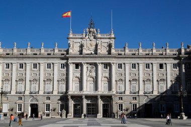 Palacio Real 'in cephesi, Kraliyet Sarayı. Madrid mi? İspanya. 