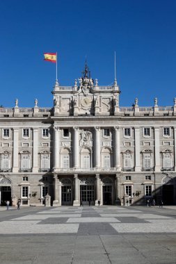 Palacio Real 'in cephesi, Kraliyet Sarayı. Madrid mi? İspanya. 