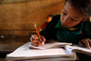 İlkokul. Sınıftaki kız. Katmandu. Nepal. 