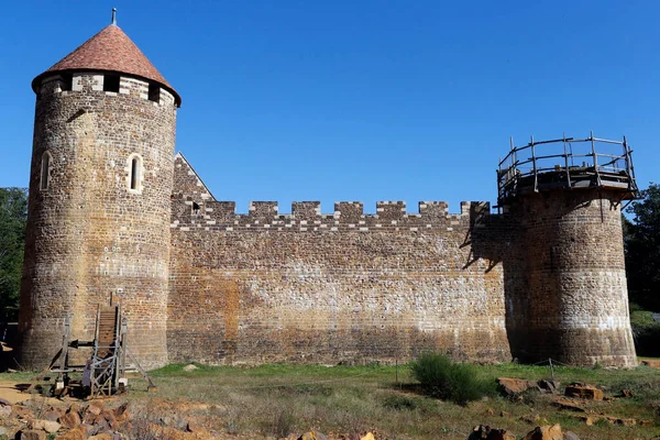 Κάστρο Γκέντελον Μεσαιωνικό Μέρος Κατασκευή Κάστρου Χρησιμοποιώντας Τις Τεχνικές Και — Φωτογραφία Αρχείου