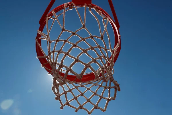 Sport Basket Ball Net Blue Sky Les Houches France — Stock Photo, Image