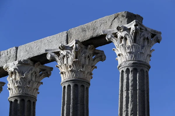 Korintiska Kolonner Romerska Templet Diana Evora Portugal — Stockfoto