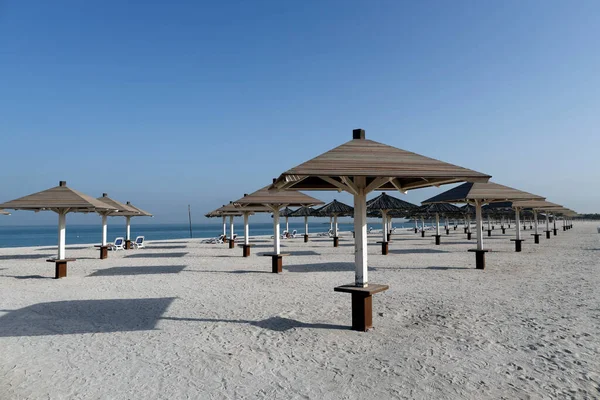 Hamra Beach Arabischen Golf Bei Ras Khaimah Regenschirme Vereinigte Arabische — Stockfoto