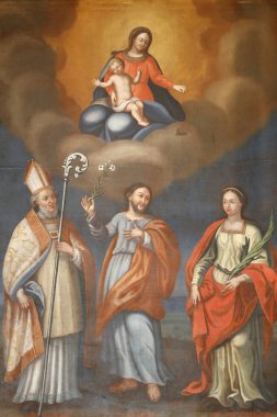 Saint Nicolas de Veroce Barok Kilisesi. Tadilattan sonra resim yapmak. Bakire ve çocuk. Fransa. 