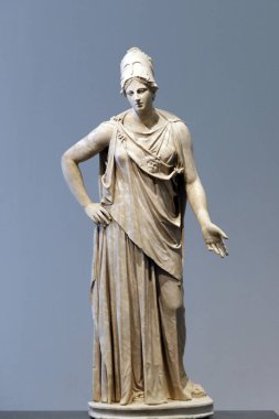 Louvre Abu Dabi sanat ve medeniyet müzesi. Athena, Atina 'nın koruyucu tanrısı. Mermer. Birleşik Arap Emirlikleri.