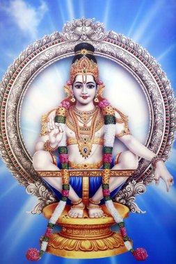 Shiva Hindu tapınağı. Hindu tanrısı Vishnu 'nun resmi. Dubai 'de. Birleşik Arap Emirlikleri.  