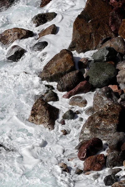 Морской Пейзаж Скалы Воде Волнами Monterosso Mare Италия — стоковое фото