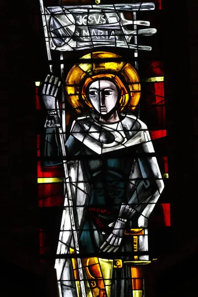 Iglesia Sainte Jeanne Arc Vidriera Juana Arca Fran Ois Bertrand — Foto de Stock