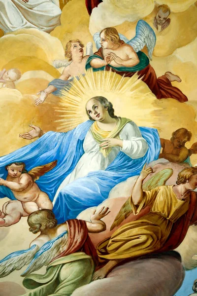 Notre Dame Vie Sanctuary Assumption Virgin Mary Frescoe Nicolas Oudeard — Stock Photo, Image