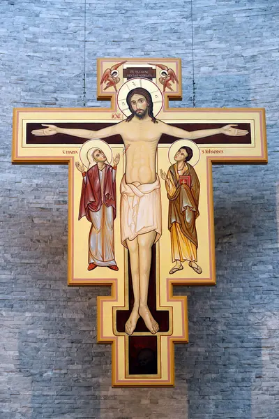 Église Catholique Sainte Claire Icône Jésus Sur Croix Suisse — Photo