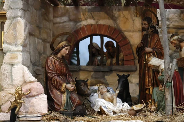 Nativité Est Base Fête Chrétienne Noël Décembre Berceau Noël — Photo