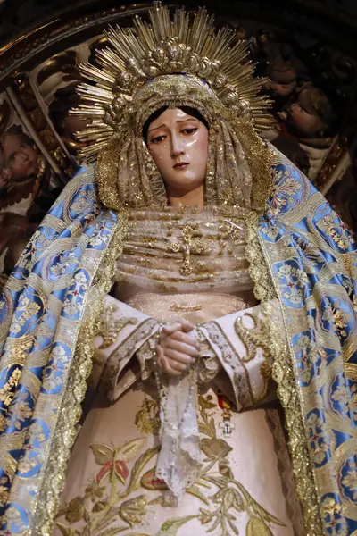Crowned Virgin Mary Statue Catholic Church Spain — Stock Photo, Image