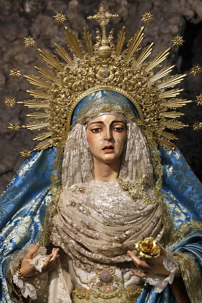 Crowned Virgin Mary Statue Catholic Church Spain — Stock Photo, Image