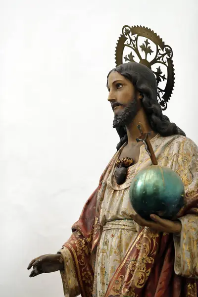 Cathédrale Jerez Frontera Christ Comme Sauveur Mundi Faisant Signe Croix — Photo