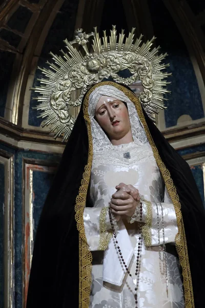 Catedral Jerez Frontera Estatua Virgen María Coronada Una Iglesia Católica — Foto de Stock