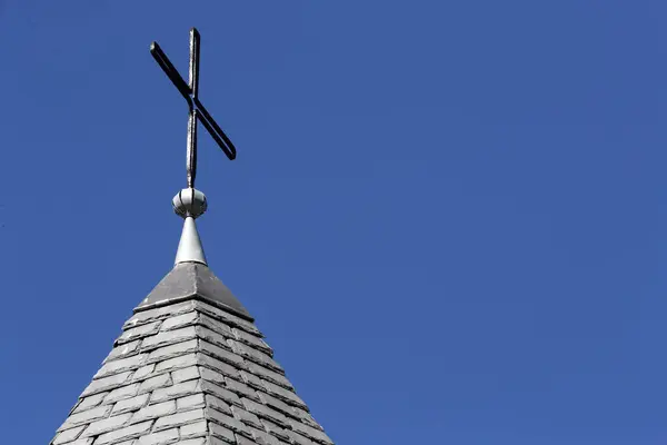 Saint Nicolas Veroce Baroque Chapel Bell Tower Cross France — Stock Photo, Image