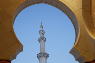 Şeyh Zayed Büyük Camii 'nde minare. Mimarlık. Abu Dabi. Birleşik Arap Emirlikleri.