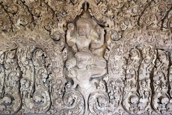 Museu Nacional Lintel Com Vishnu Garuda Phnom Penh Camboja — Fotografia de Stock