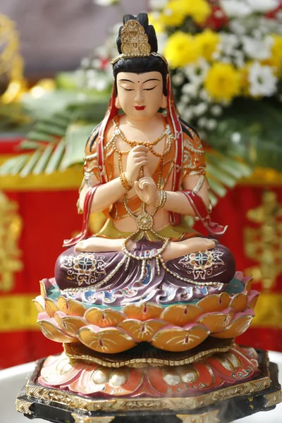 Phuoc Lange Boeddhistische Tempel Boeddha Zit Meditatie Houding Afgebeeld Tan — Stockfoto