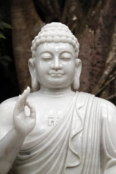 Manto Mármore Caverna Huyen Khong Buda Sentado Pose Meditação Estátua — Fotografia de Stock