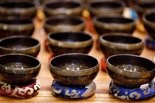 Tibetan singing bowl, buddhist instrument used in sound therapy, meditation  and yoga.  Vietnam.