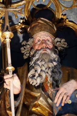 Strasbourg Katedrali. Lekeli cam. Mısır 'a Uçuş. Kutsal Aile. Strasbourg 'da. Fransa. 