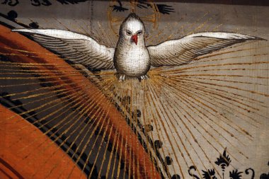Unterlinden Müzesi. Kutsal Ruh. Ayrıntılar. Tahta paneldeki yağ. Martin Schongauer. 15. yüzyılın sonları. Colmar. Fransa. Colmar. Fransa. 