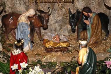Doğum sahnesi. Noel beşiği. Fransa. 