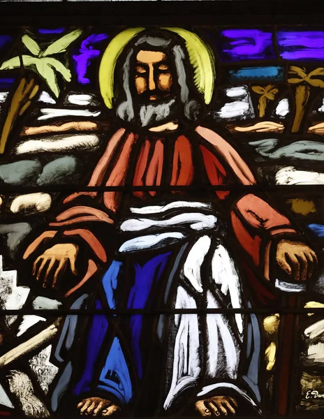 St Joseph church.  Stained glass.  Saint Joseph.    Geneva. Switzerland.