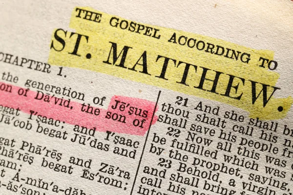 Open bible.  Bible study.  The gospel according to St Matthew.