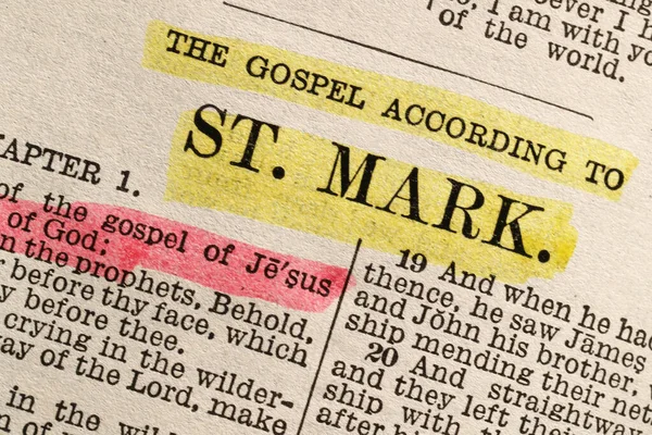 Open bible.  Bible study.  The gospel according to St Mark.