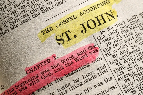 Open bible.  Bible study.  The gospel according to  St John.