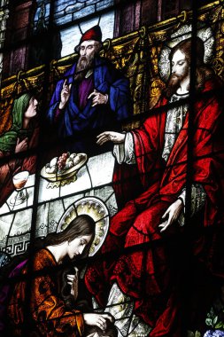 Lekeli cam. Doğum sahnesi. Bebek Jsus 'la Mary. Wesleyan Cenapları Kilisesi. Wesleyan Metodist Kilisesi.